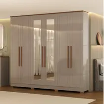 Guarda-Roupa Casal com Espelho 6 Portas 4 Gavetas 100% MDF Atualle Dakota