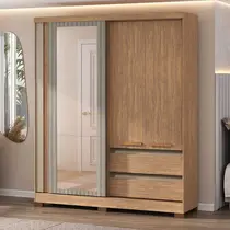 Guarda-Roupa Casal com Espelho 3 Portas de Correr 2 Gavetas Atualle Condor Flex