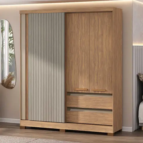 Guarda-Roupa Casal 3 Portas de Correr 2 Gavetas Atualle Condor