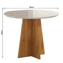 Conjunto Mesa de Jantar Dalila com Vidro e 4 Cadeiras Milão Viero – Mel Blonde Off White/Inox