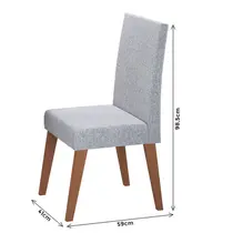Conjunto Mesa de Jantar Dalila com Vidro e 4 Cadeiras Milão Viero – Mel Blonde Off White/Inox