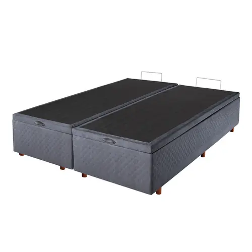 Base Baú para Cama Box Queen Cristalflex Suede 158x198x36cm - Chumbo