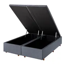 Base Baú para Cama Box Queen Cristalflex Suede 158x198x36cm - Chumbo