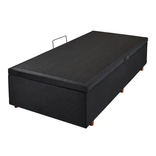 Base para Cama Box Solteiro com Baú Cristalflex Suede 88x188x36cm - Preto