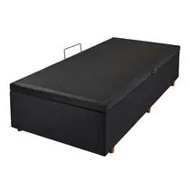 Base para Cama Box Solteiro com Baú Cristalflex Suede 88x188x36cm - Preto