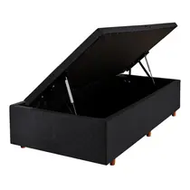 Base para Cama Box Solteiro com Baú Cristalflex Suede 88x188x36cm - Preto
