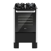 Fogão 4 Bocas Fischer Fit Line com Mesa de Vidro e Acendimento Automático Preto - Bivolt