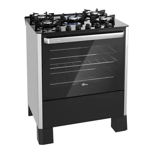 Fogão 5 Bocas Fischer Fit Line com Mesa de Vidro e Acendimento Automático Preto - Bivolt