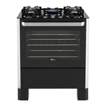 Fogão 5 Bocas Fischer Fit Line com Mesa de Vidro e Acendimento Automático Preto - Bivolt