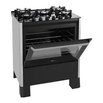 Fogão 5 Bocas Fischer Fit Line com Mesa de Vidro e Acendimento Automático Preto - Bivolt