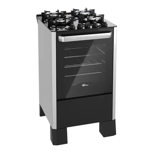 Fogão 4 Bocas Fischer Fit Line com Mesa de Vidro e Acendimento Automático Preto - Bivolt