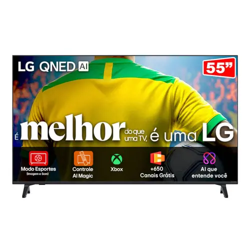 Smart TV 4K 55” LG QNED UHD 55QNED73ASA Processador AI a7 Gen8 4K Super Upscaling HDR/HLG 3 HDMI 1 USB