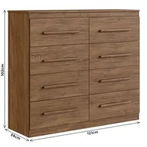 Cômoda 8 Gavetas 100% MDF Doripel Arizona Plus