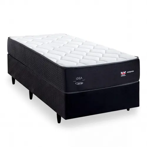 Cama Box Solteiro Herval C1929 Idea 88x188X75cm Molas Maxspring - Preto