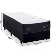 Cama Box Solteiro Herval C1929 Idea 88x188X75cm Molas Maxspring - Preto