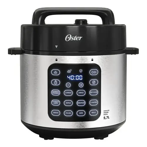 Panela de Pressão Elétrica Oster OPAN930 5,7 Litros Preto/Inox