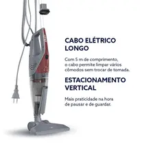 Aspirador de Pó Vertical Oster Stick OASP610 2 em 1 600W Cinza/vermelho
