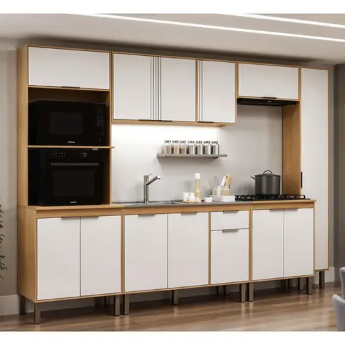 Cozinha Completa 13 Portas 1 Gaveta Genialflex Madalena Cinamomo/Off White