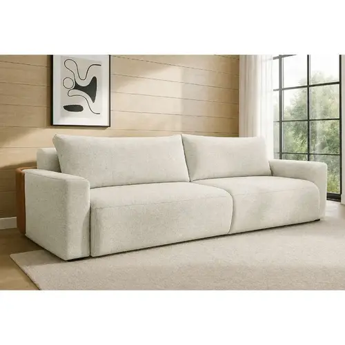 Sofá-Cama 2 Lugares 2,1m Tramado/Couro Sintético Ferguile Nature