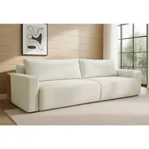 Sofá-Cama 2 Lugares 2,1m Tramado/Couro Sintético Ferguile Nature