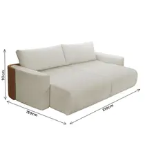 Sofá-Cama 2 Lugares 2,1m Tramado/Couro Sintético Ferguile Nature