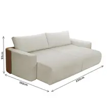 Sofá-Cama 3 Lugares 2,3m Tramado/Couro Sintético Ferguile Nature