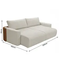 Sofá-Cama 3 Lugares 2,3m Tramado/Couro Sintético Ferguile Nature