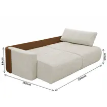Sofá-Cama 3 Lugares 2,3m Tramado/Couro Sintético Ferguile Nature