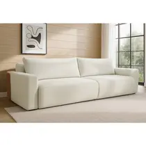 Sofá-Cama 3 Lugares 2,3m Tramado/Couro Sintético Ferguile Nature
