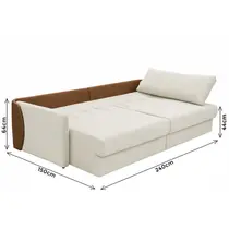 Sofá-Cama 3 Lugares 2,4m Tramado/Couro Sintético Ferguile Inovare