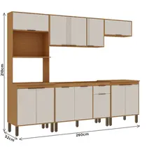Cozinha Completa 12 Portas 1 Gaveta Genialflex Madalena Cinamomo/Off White