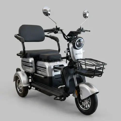 Triciclo Elétrico Skyrun 3 Lugares 1000w Autonomia 40 á 50km - Prata