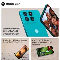 Smartphone Motorola Moto G47 5G 256GB 4GB RAM 8 GB RAM Boost Inteligente Câmera Dupla + Frontal 32MP Tela 6.7” - Grafite