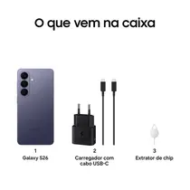 Smartphone Samsung Galaxy S26 5G 256GB 12GB RAM + 12GB RAM Plus Câmera Tripla + Frontal 12MP Tela 6,3" - Preto
