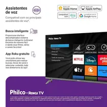 Smart TV 32” Philco DLED HD P32CRB Roku TV HDR 2 HDMI 1 USB