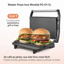 Grill Mondial 3 em 1 Master Press PG-01-CL 1000W Preto