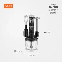 Mixer Mondial M-18-BI 3 em 1 500W Preto