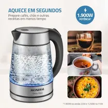 Chaleira Elétrica Mondial Glass View CE-19-GI 1,7L com Jarra de Vidro