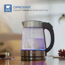 Chaleira Elétrica Mondial Glass View CE-19-GI 1,7L com Jarra de Vidro
