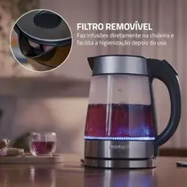 Chaleira Elétrica Mondial Glass View CE-19-GI 1,7L com Jarra de Vidro