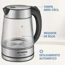 Chaleira Elétrica Mondial Glass View CE-19-GI 1,7L com Jarra de Vidro