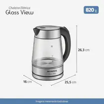 Chaleira Elétrica Mondial Glass View CE-19-GI 1,7L com Jarra de Vidro