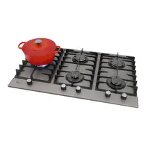 Cooktop 5 Bocas a Gás Fischer Platinium Prime Tripla Chama Aço Escovado - Bivolt