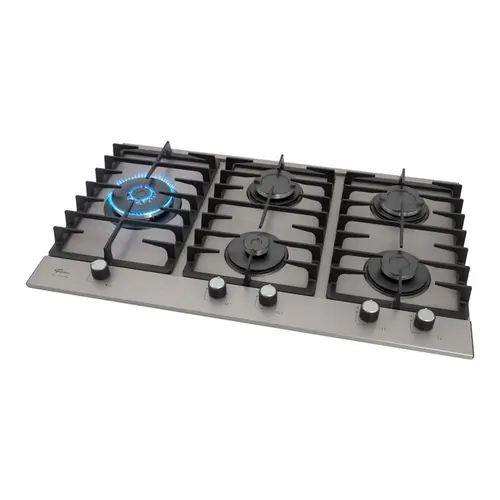 Cooktop 5 Bocas a Gás Fischer Platinium Prime Tripla Chama Aço Escovado - Bivolt