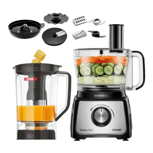 Multiprocessador Mondial MPN-01-BF 9 em 1 com 2 Velocidades 1000W Preto