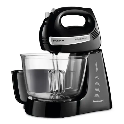 Batedeira Mondial Bella Massa B-23 NP 4 Velocidades + Turbo 500W Preto