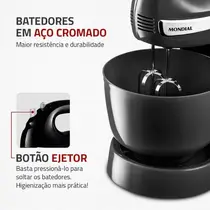 Batedeira Mondial Bella Massa B-23 NP 4 Velocidades + Turbo 500W Preto