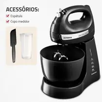 Batedeira Mondial Bella Massa B-23 NP 4 Velocidades + Turbo 500W Preto