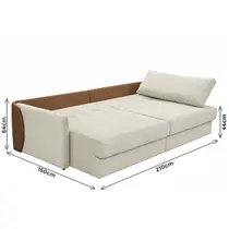 Sofá-Cama 2 Lugares 2,1m Tramado/Couro Sintético Ferguile Inovare