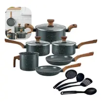 Jogo de Panelas Mimo Style 10 Peças Prati Cook Antiaderente Granito